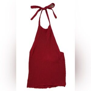 Juniper Blue - Red Halter Knit Top
